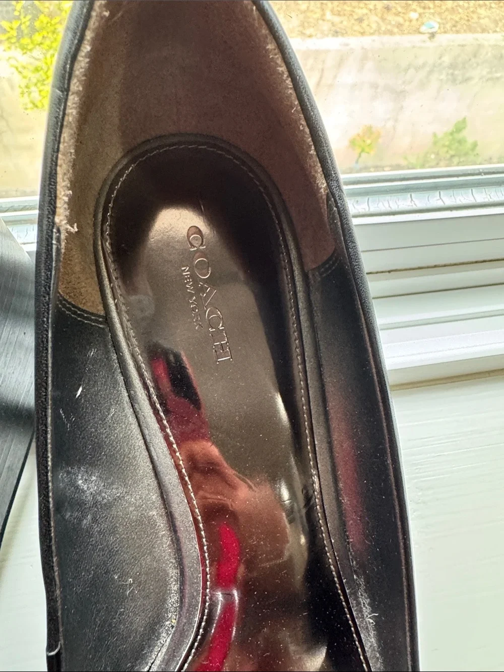 Coach Black Leather Peep-Toe Heels with Signature Buckle